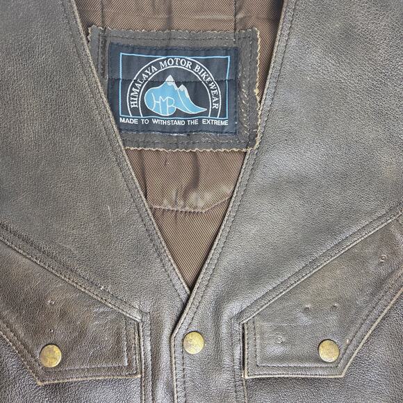 Vintage Men's Himalaya Motor Bike Wear Leather Motorcycle Riding Vest - Picture 2 of 14